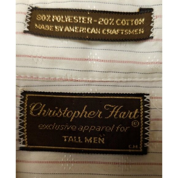 Christopher Hart XL Tall Mans Cream Striped Dots Long Sleeve Textured Shirt - Picture 12 of 12